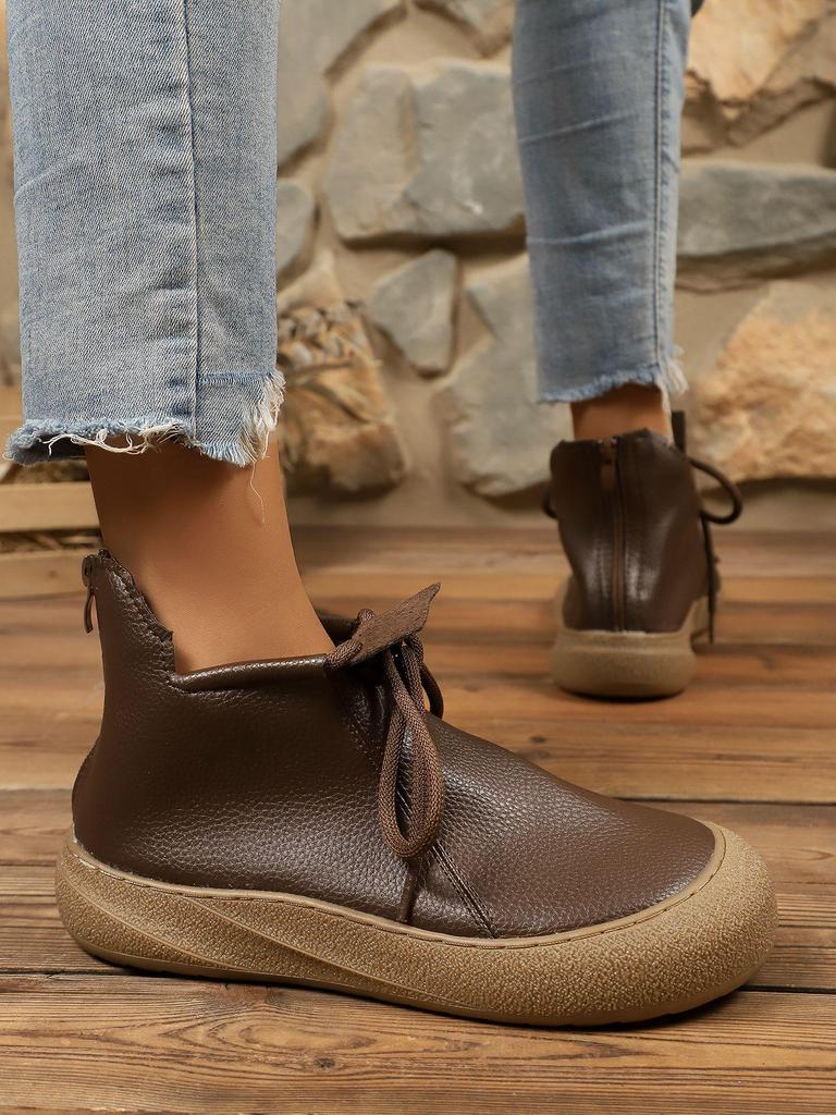 Damen Retro Kuhfell Stiefeletten - Weiches Leder, Rutschfeste Sohle, Bequem & Warm für Herbst und Winter