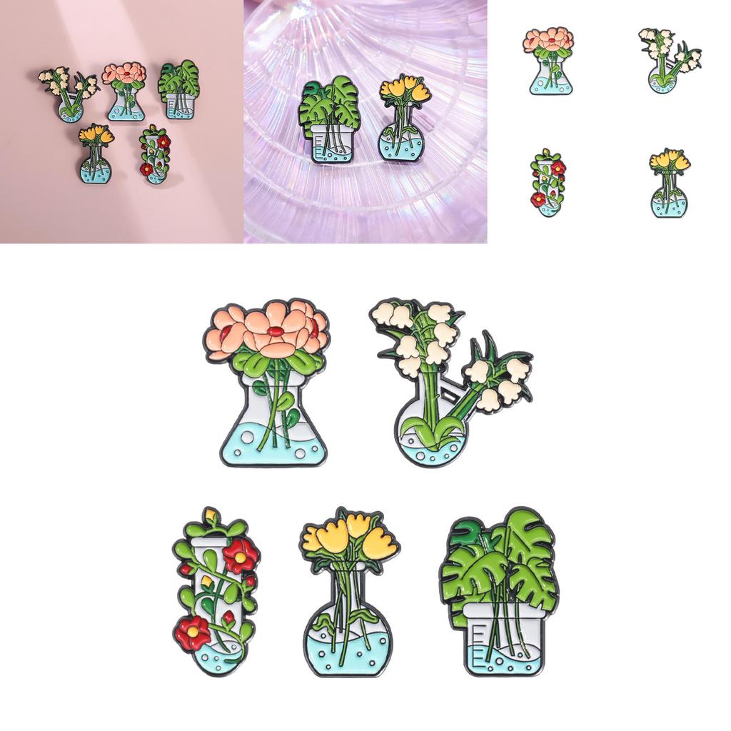 Trendy Cartoon Character Green Plant Brooches Versatile Metal Pins For Unisex Fashion Statement