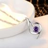 Huitan Charming Purple Pendant Necklace for Women Temperament Elegant Bridal Wedding Neck Accessories Eternity Jewelry