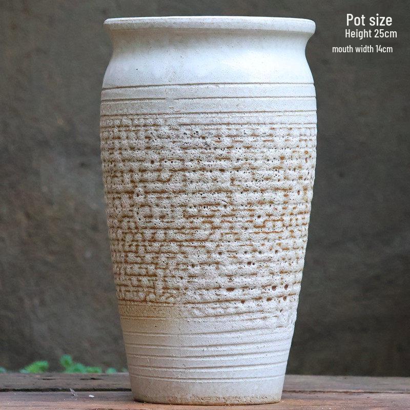 Handmade Coarse Ceramic Succulent Planter, Orchid Breathable Zisha Pot, Old Tree Design, Tall Rose Pot.