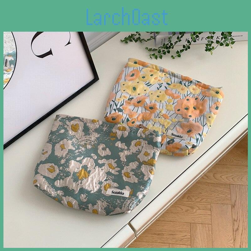 Bag Blue Orange Flower Cosmetic For Women Travel Outside Makeup Toiletry Organizer Large Capacity Portable Washing Storage Bag