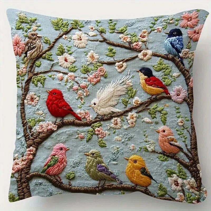 

Наволочка с вышивкой в весеннем стиле Современный стиль На молнии Полиэстеровая ткань Декоративная наволочка с принтом