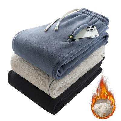 Zimní Plus Fleece Polární Fleece + Jehněčí Fleece Teplé Kalhoty Pánské Podzimní a Zimní Módní Ležérní Tepláky