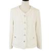 Chanel Inländisch regulär 23Edelstahl P74453V66060 Klarer COCO-Knopf Tweed kragenlose Jacke 36 weißGebraucht