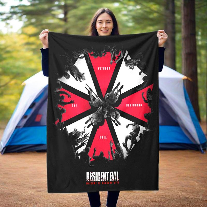 The Sci-fi Game Resident Evil Features the Umbrella Corporation Blanket a Soft Home Furnishing Nap Decoration a Warm Sherpa Blanket for All Seasons U1