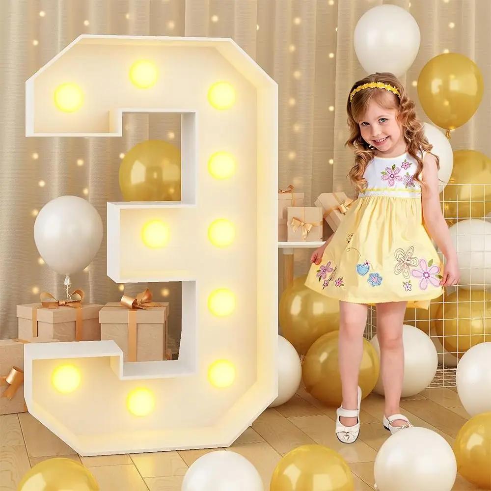 0-9 Numbers LED Light Balloon 91cm Light Up Balloons Balloon Filling Box Giant Numbers LED Lighted Giant Birthday Figure