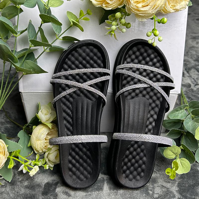 Women's Shoes 2024 High Quality Basic Women's Slippers New Fashion Wild Casual Slippers Women Crystal Sponge Bottom Shoes Female
