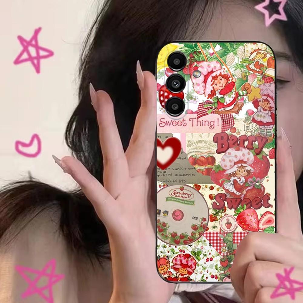 S-Strawberry S-Shortcakes Phone Case For Samsung S24,S21,S22,S23,S30,Ultra,S20,Plus,Fe,Lite,Note,10,9,5G Black Soft Cover