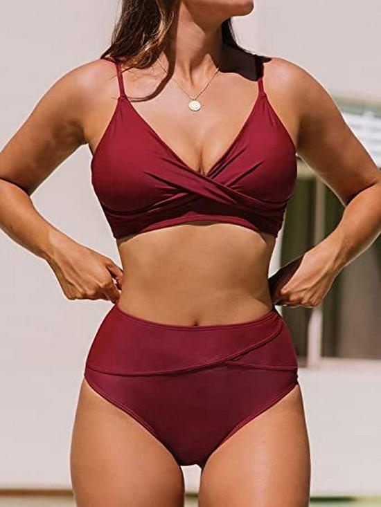 2023 Best-Selling Women's V-Neck High-Waisted Twist Bikini with Adjustable Straps