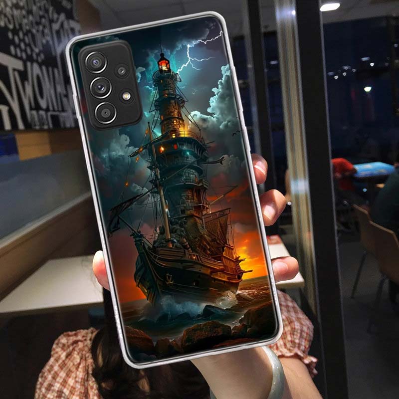 Lighthouse Phone Case for Samsung A54 A57 A37 A17 A14 A15 A12 A24 A34 A55 A35 A25 A52S A07 A05S A04S A22 A32 A72 Galaxy Note 20