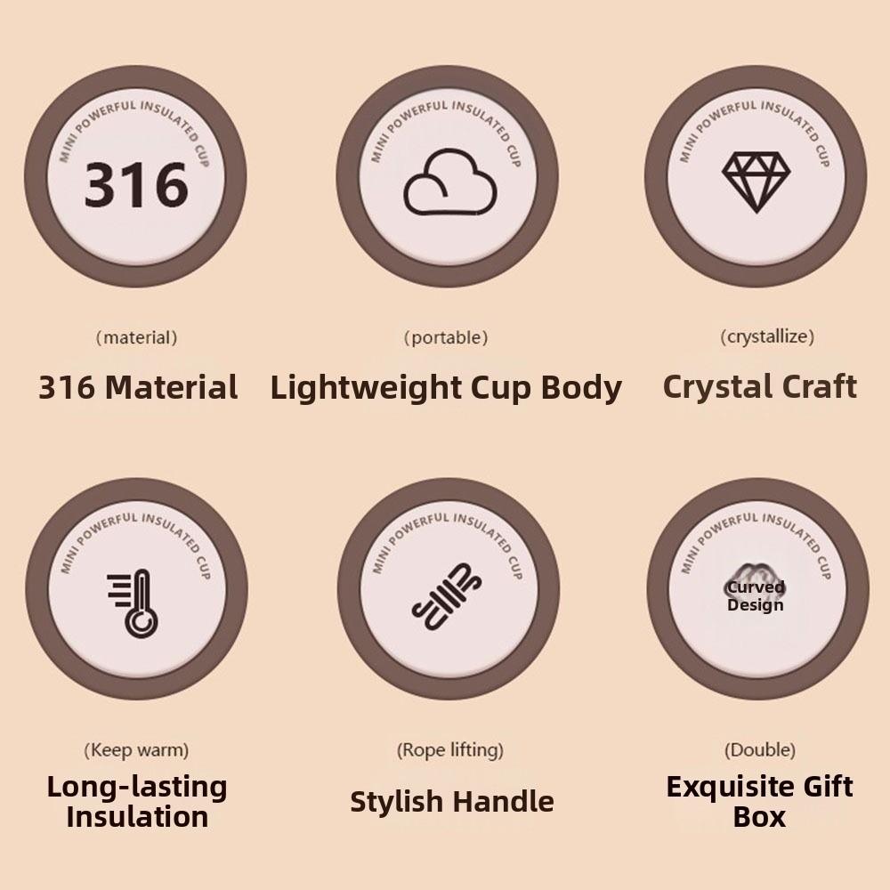 Leak Proof Insulated Cup 316 Stainless Steel Water Bottle Fashion Mini Thermal Cup  Sports