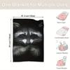 1pc Raccoon Animal Pattern Flannel Blanket, Warm Cozy Soft Throw Blanket For Couch Bed Sofa Camping