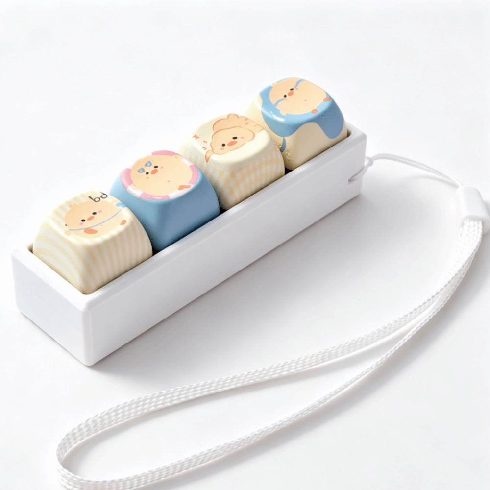 Cute Cat Keycap Fidget Keychain Mini Keycap Finger Button Press Toy Keychain Gift for Adults