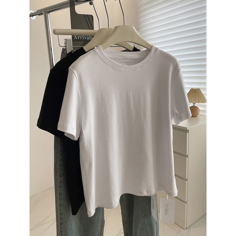 100.00kg Plus Size Minimalist Net Version Pure Cotton Loose Short Sleeve Tops Female Spring Summer Slimming Flab Hiding Fat Sister T-shirt