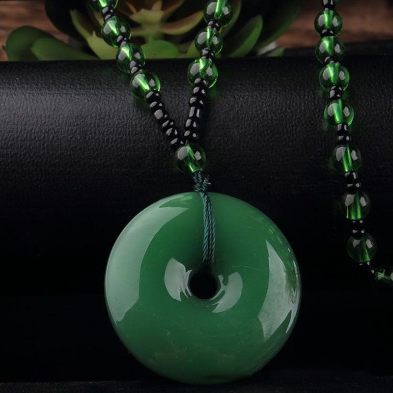 Green Jade Hand-Carved Fox Koi Hollow Jade Pendant Necklace Multicolor Chinese Amulet Women Man'S Lucky Jewelry Gift