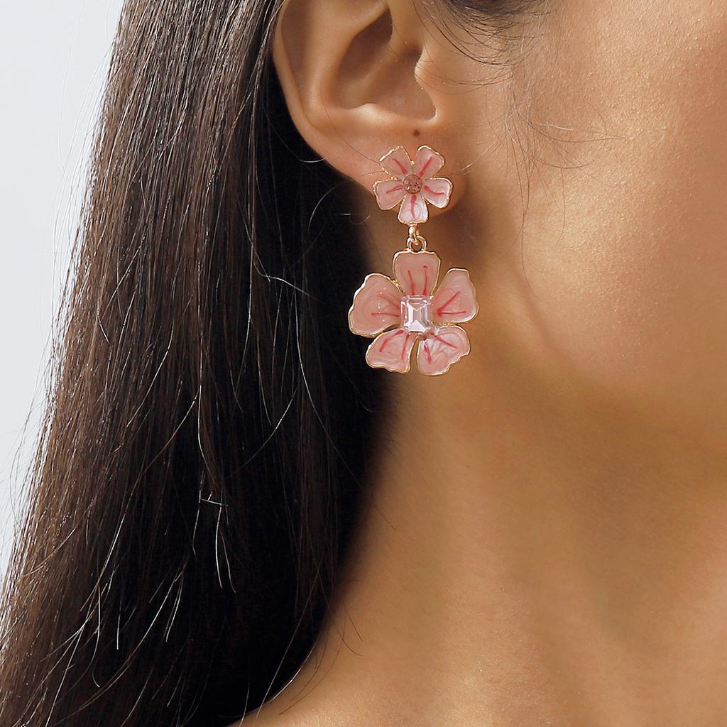 Simplistic and Cute Flower Oil Drop Earrings - Light and Comfortable Accessories