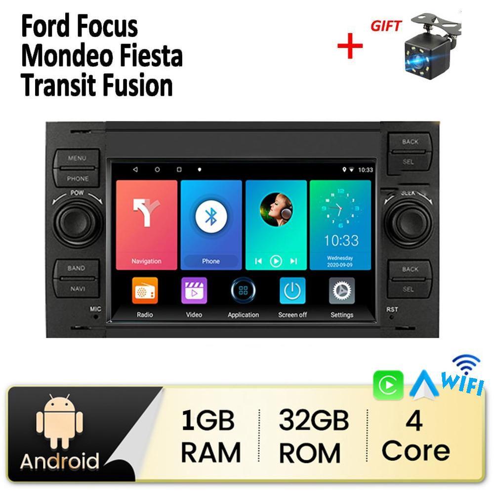 Android Car Radio Multimedia Player Stereo 2 DIN For Ford Focus 2007 Mondeo S-max C MAX Kuga Galaxy Fiesta Transit Fusion Carplay BT GPS Wifi 2+32GB