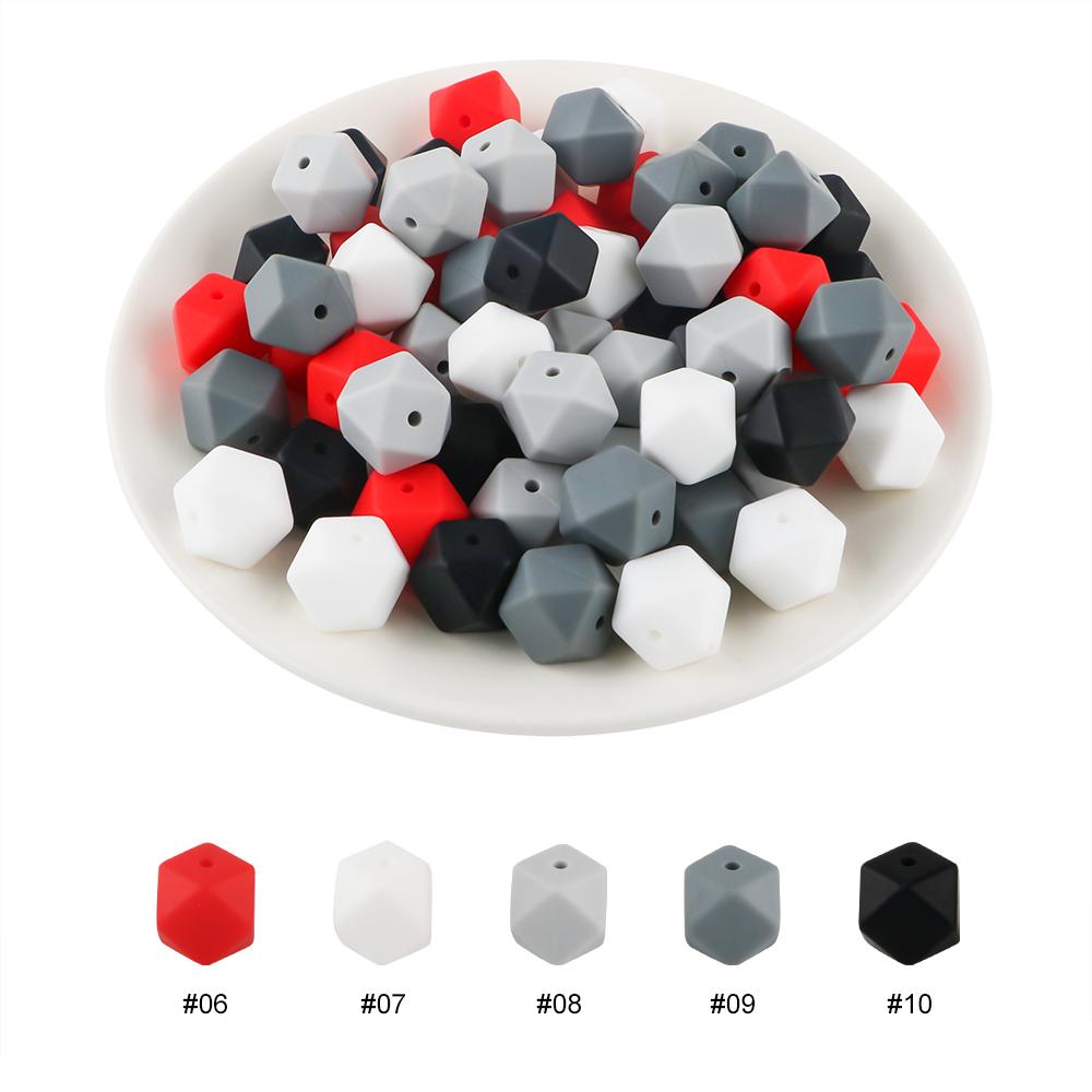 10Pcs 14mm Printed Hexagon Silicone Beads Leopard Bead For Jewelry Making DIY Beadable Pen Keychain Bracelet Accessories