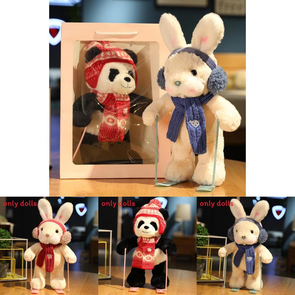 Cuter Rabbit And Panda Plush Toys With Ski Design For Kids And Gift Giving