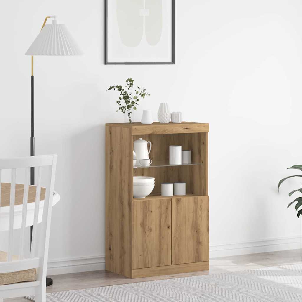 LED Sideboard In Brown 60 X 37 X 100 Cm Particleboard