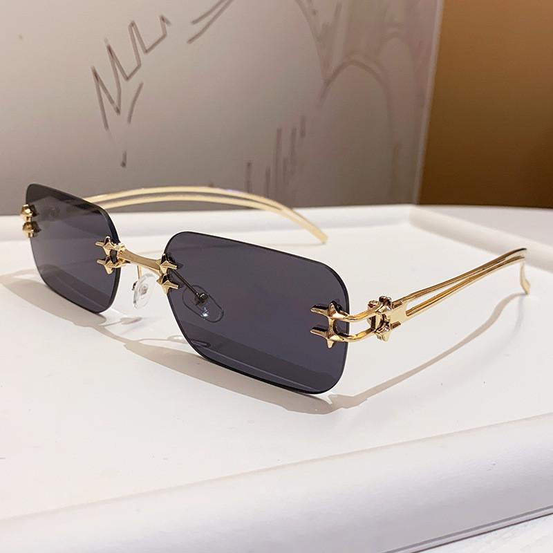 Kstyle Silver Frameless Sunglasses With Uv400 Pc Lenses For Travel And Party Fashion GoldFrameGray