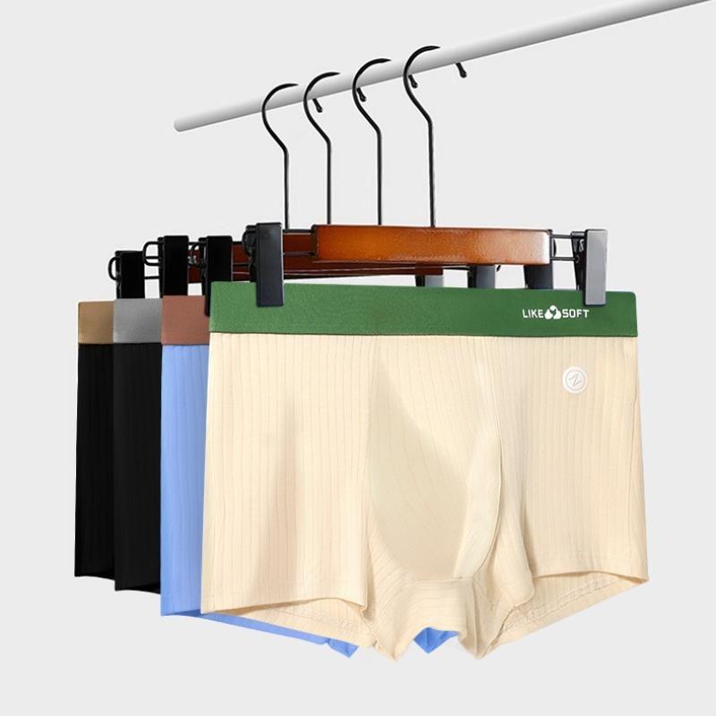 Men's Underwear Contrast Color Simple Trend Striped Teenager Boxer Briefs Breathable Boxer Briefs