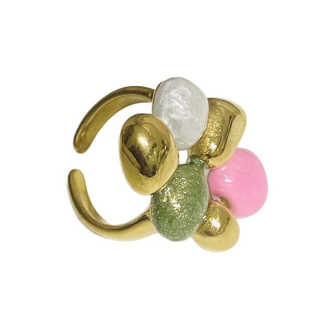 Europäischer & Amerikanischer Stil 18K Edelstahl Tropfglasur Ringe – Unregelmäßig, Kreativ, Nicht verblassender Schmuck.