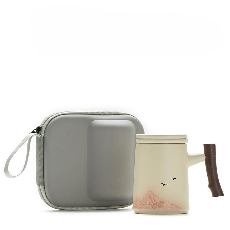 Ceramic Yuanshan Mugs Tea Cup with Filter Tea Separation Office Water Cup Portable Tea Cup with Lid 301-400ml