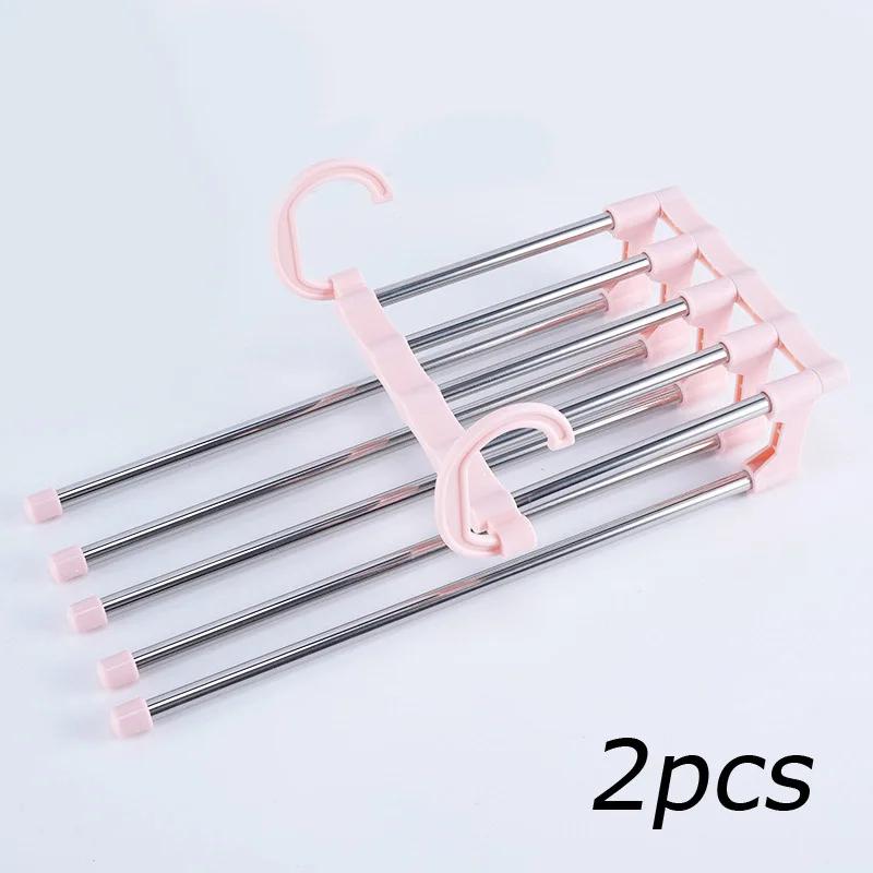 5 in 1 Stainless Steel Pants Rack Wardrobe Storage Adjustable Magic Trouser Hangers Multifunction Towel Shelves Closet Organizer