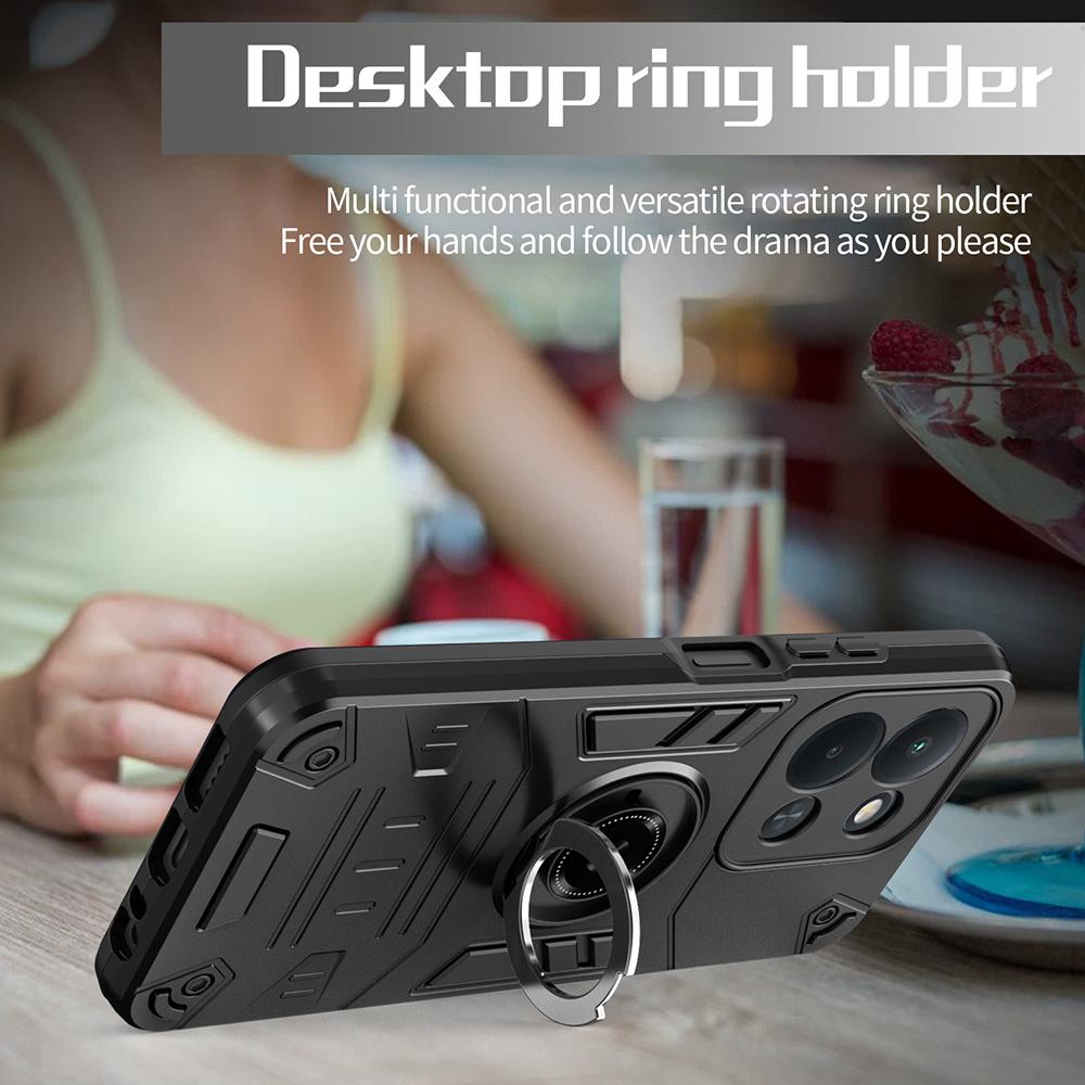 For Xiaomi Redmi 15C 4G (Global) (171mm)/Poco C85 4G (171mm) Case with Ring Holder Kickstand PC + TPU Anti-Fall Phone Cover