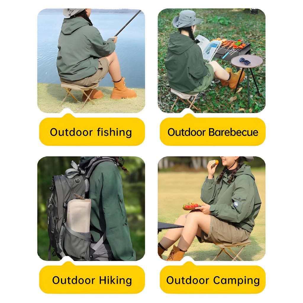 0.6kg Ultralight Folding Stool - 330lb Capacity Aerospace Aluminum (Camping/Fishing/BBQ Essential)