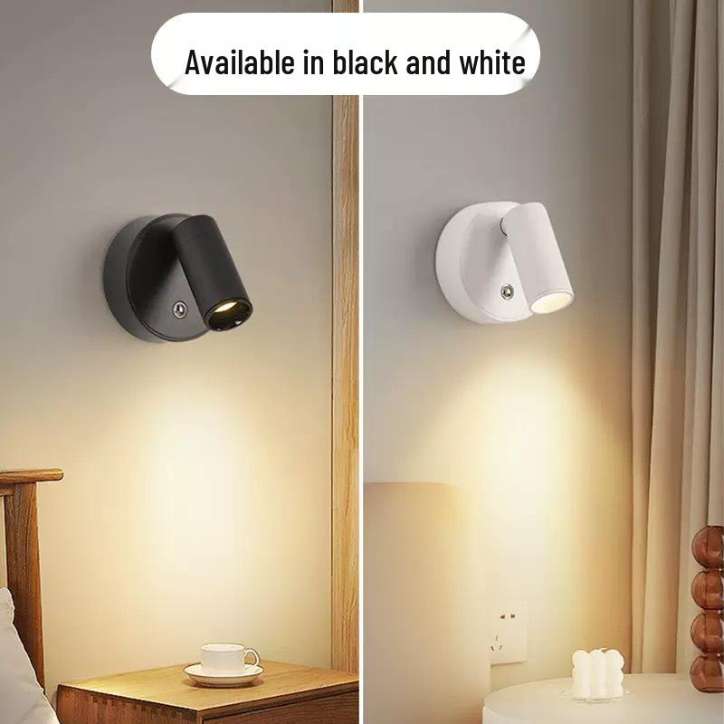 Wireless Magnetic Bedside Wall Lamp with Adjustable Angle, Modern Minimalist Design, Small Spotlight, Night Light.