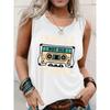 Simple retro printed vest for women's casual daily top