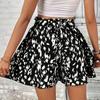 Beach Print Wide Leg Shorts Women High Waist Linen Summer Casual Drawstring Lightweight Comfortable Vacation Wear