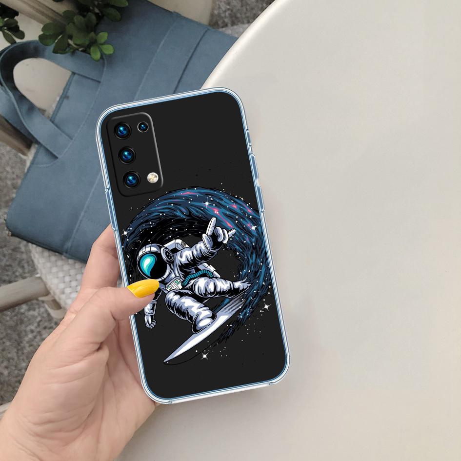 PP7 Astronaut Space Moon Soft Shell Transparent Phone Case for Motorola Moto G7 G8 G9 G84 G85 G73 G24 G15 Z2 Play Power Plus