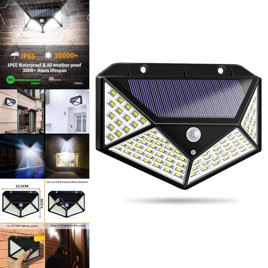 Bright And Efficient 100 Led Solar Lights Garden Wall Lamp With Motion Sensor For Outdoor Use