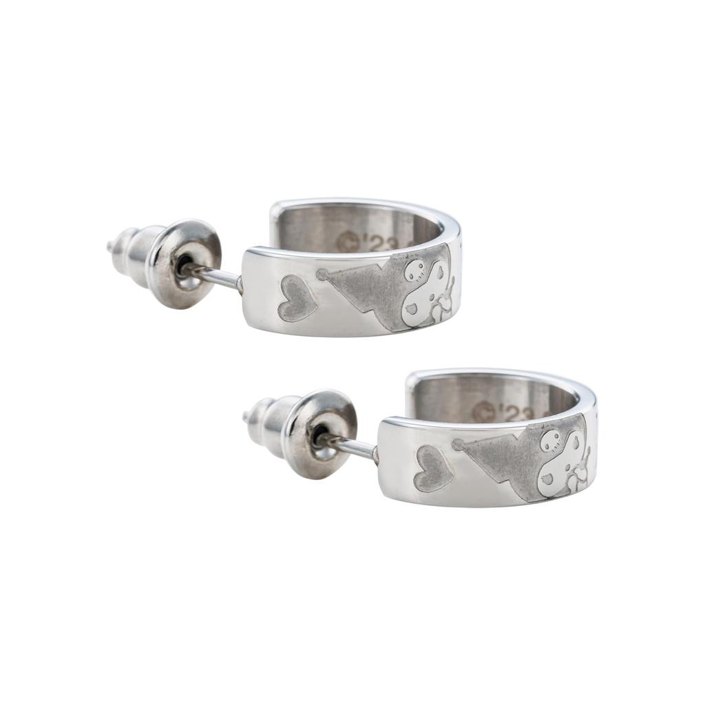 Kuromi Sanrio Charaktere Edelstahl Ohrringe Halbreif beidseitig [Weißklee] (2 Stück/für die Ohren) SAST-P003SV