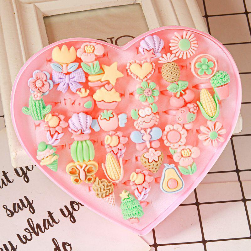 Inele de cristal cu desene animate prințesă pentru fetițe - Cadou de bijuterii pentru copii