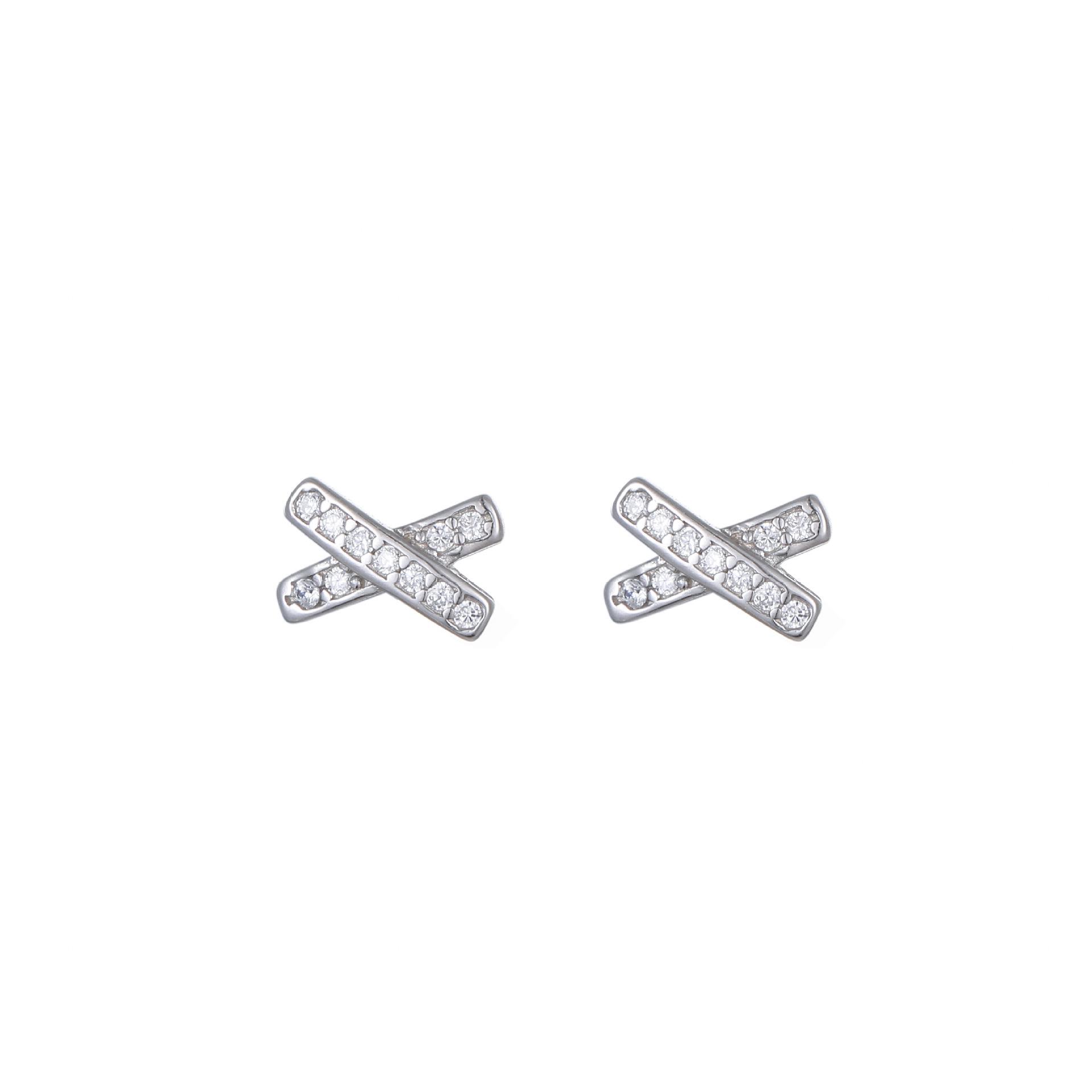 

S925 Sterling Silver X-Shaped Cross Ear Studs for Women: Fashionable and Versatile Cartilage Earrings with a Unique Design. S925 Silver