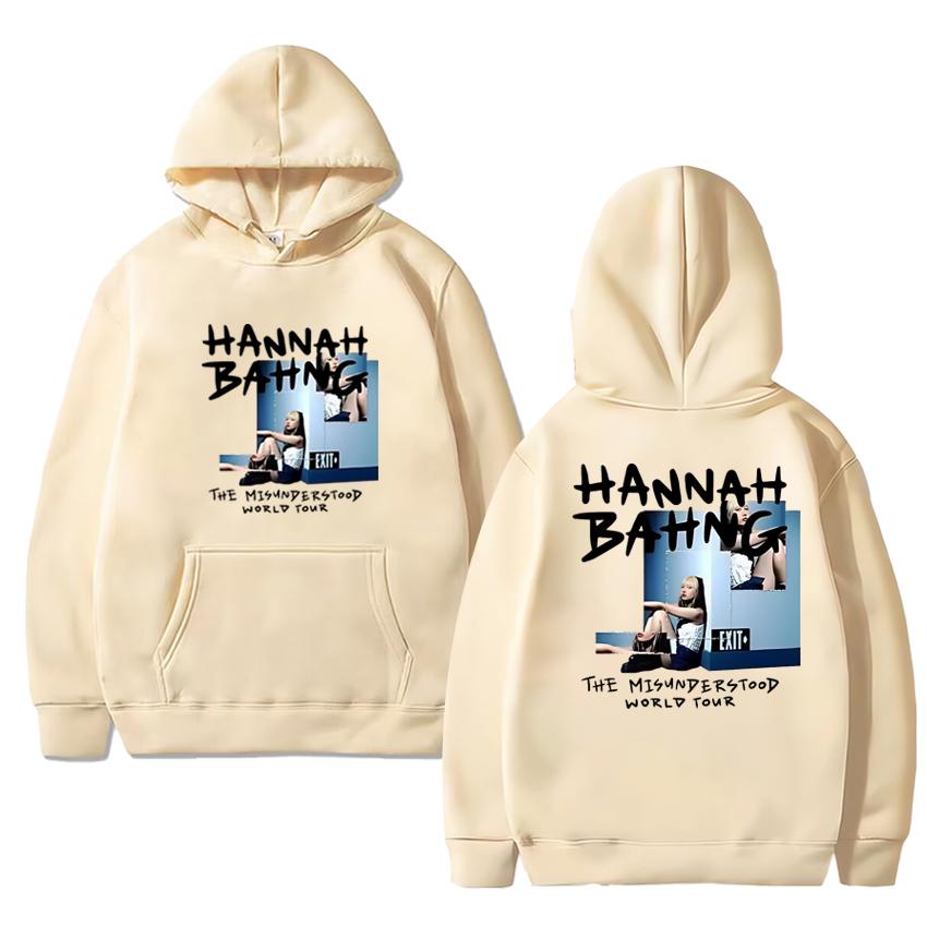 Hot Sale Hannah Bahng The Misunderstood World Tour 2025 Double Sided Hoodies Unisex Fashion Y2k Pullover Men Women Fleece Hoodie