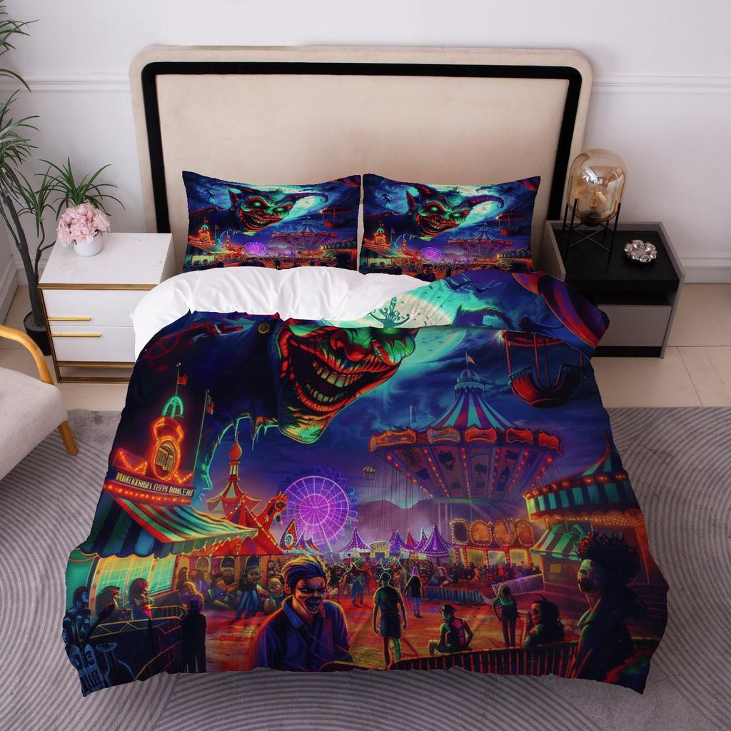 Cartoon Clown Duvet Cover for Kids Boys Girls Queen King Lightweight Quilt Cover Funny Circus Bedding Set Bedroom Decor No Quilt