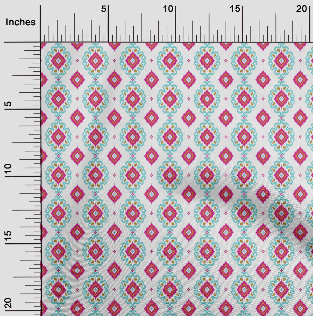 oneOone Cotton Flex Fabric Diamond & Swirl Ikat Print Fabric BTY 40 Inch