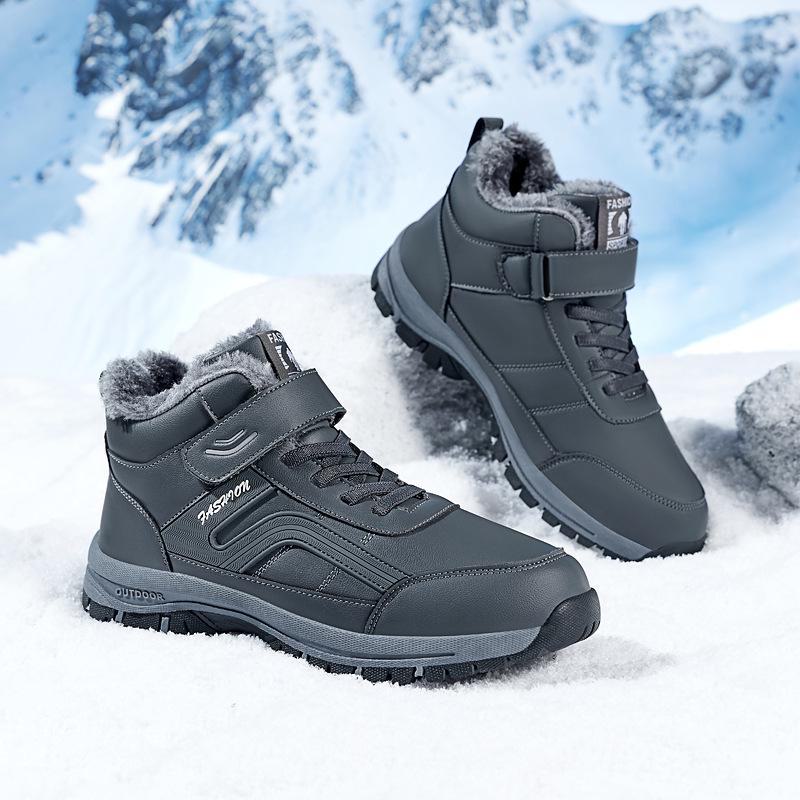 

Пожилые Зимние Водонепроницаемые Кожаные Ботинки для Ходьбы - Толстые, Расширенные, на Вельветовой Подкладке, для Женских и Мужских видов спорта на открытом воздухе и Альпинизма male, 45 темно-серого