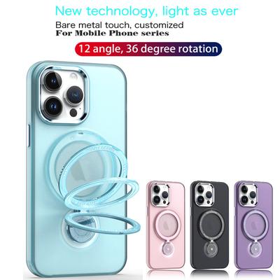 Magnetic Metal Stand Case For Iphone 15 14 Plus 13 12 11 Pro Max With Ring Holder Shell Magsafe Wireless Charge Shockproof Cover