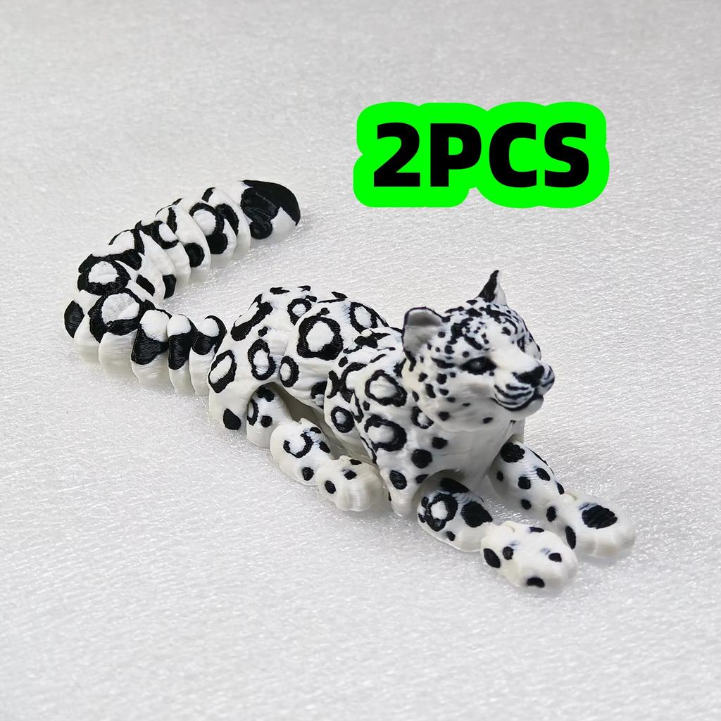 1/2 Piece Set of Leopard Pattern 3D Ornaments, Realistic Snow Leopard Figurines, Decorative Animal Models, Black and White Snow Leopard, Un