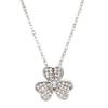 Elegant Women’s Triple Clover Necklace with Full Diamond Petals and Single Diamond, Trendy Versatile Flower Design.