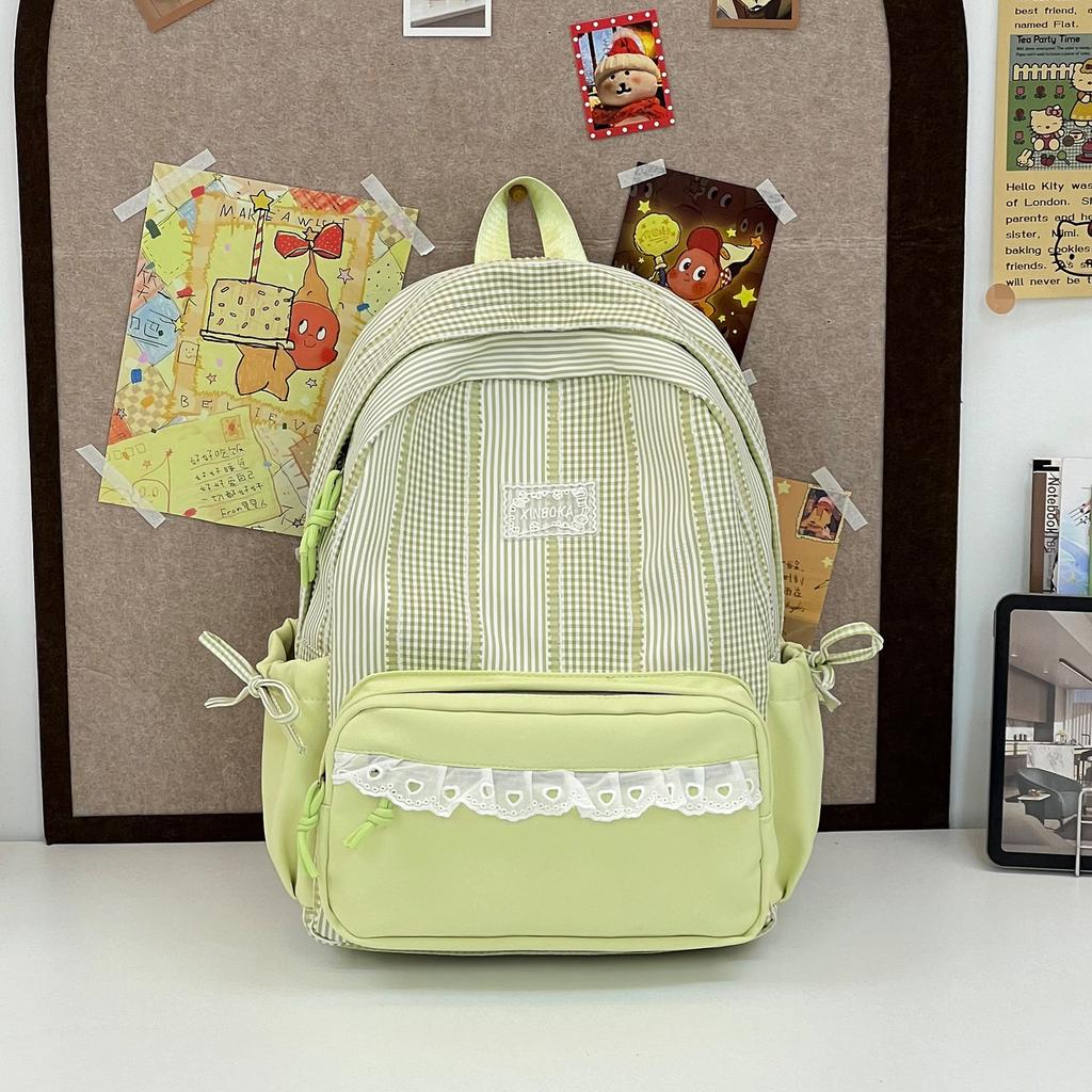 Schoolbag High-value Plaid Burden-reducing Backpack for Boys and Girls, Lightweight and Large-capacity Waterproof Backpack, Small Fresh and Versatile
