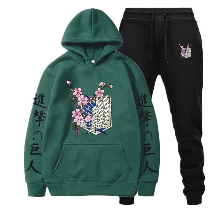 Brand Hoodies Pants Suit Japanese Anime Attack On Titan Sportswear Men Women Streetwear Sweatshirt Tracksuit Casual Sportsuits