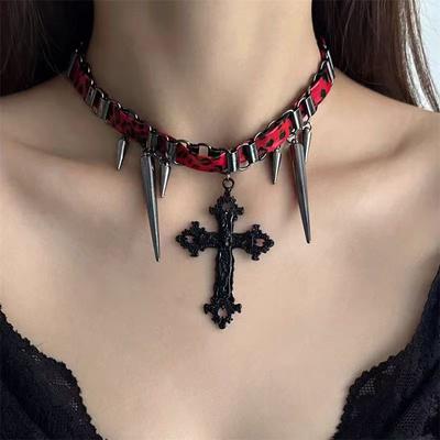 Diablo Goth Punk Babes Choker Leather Collar Women Y2K Sweet Cool Collarbone Chain Cross-border Explosion Collar