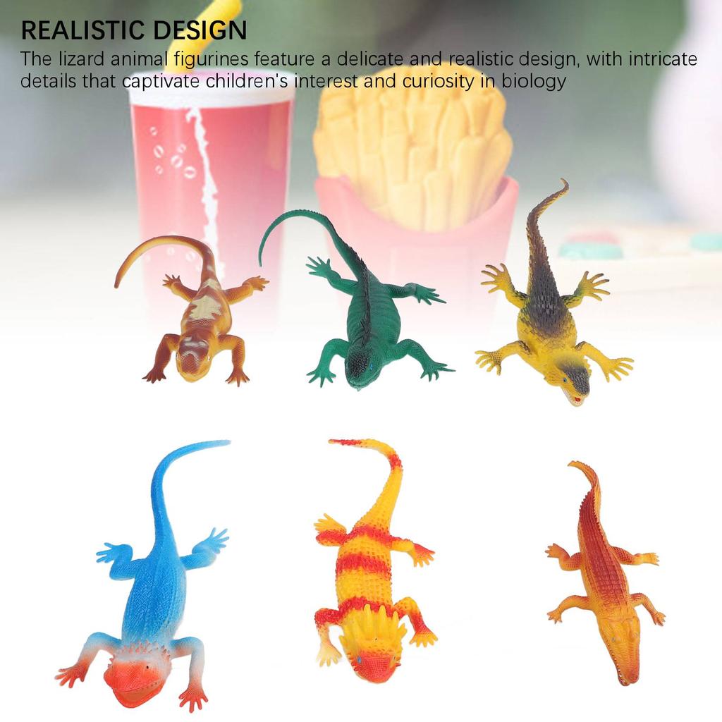 6 Pcs Lizard Figurines Educational Early Learning Realistic Models Reptile Animal Figurine Toys Set
